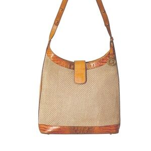 Brahmin Woven Tan and Brown Shoulder Bag